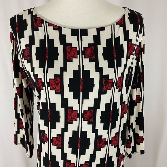 NWOT Liz Clariborne Red and Black Geometric Pattern Dress - Picture 2 of 8